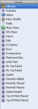 itunes source window